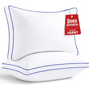 HARNY Pillows Queen Size Set of 2, Plush Soft Supportive Bed Pillows, Down Alternative Queen Pillow for Side and Back Sleeper, Pillow for Sleeping 2 Pack, Machine Washable, 20 x 30 Inches (White)