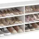 VASAGLE Shoe Bench, Storage Bench, 6 Compartments, Adjustable Shelves, for Living Room, Entryway, Dorm, 11.6 x 39.4 x 19.7 Inches, Cloud White ULSB036W01