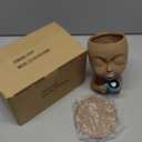 Face Planter Pot Head Planters, Cute Girl Faces Plant Pot, Bust Statue Flower Pots, Round Women Succulent Pots for Indoor Outdoor Brown