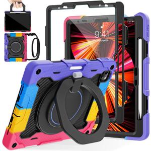 ROISKIN for iPad Air 11 inch M4/M3/M2 Case, iPad Pro 11 inch 4th/3rd/2nd/1st Generation,iPad Air 5th/4th 10.9 inch Case,Heavy Duty Shockproof with 360 Stand Handle Shoulder Strap Pen Holder for Kids