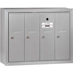 Salsbury Industries 3504ASU Surface Mounted Vertical Mailbox with 4 Doors and USPS Access, Aluminum