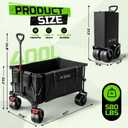 Collapsible Heavy Duty Beach Wagons carts Foldable with Big Wheels, 400L Heavy Duty Frame,Compac t& Space-Saving, for Camping,Sports,Grocery,Garden, All-Terrain Wheels, Black