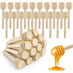Lawei 100 Pack Mini Wooden Honey Dipper Sticks - 3 Inch Honey Dippers Server for Honey Dispense Drizzle Honey and Wedding Party Favors