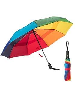 Mr. Pen Rainbow Ray Travel Umbrella, Windproof, Automatic, Compact, 42 Inch Canopy, Fiberglass Shaft, Aluminum Frame