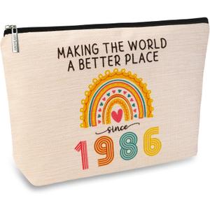 ancpeany 40th Birthday Gifts Women Makeup Bag, 40th Birthday Decorations for Women Her, 1986 Anniversary 40 Year Old Birthday Gifts for Woman, Mom, Sister, Friend, Mothers Day, Cosmetic Travel Pouch