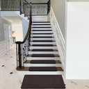 PURE ERA Carpet Stair Treads Ultra Plush 9.5" X 30"Soft Bullnose Indoor Stair Protectors Pet-Friendly Non-Slip Skid Resistant Tape Free Washable Reusable(14 Pieces,Dark Brown)