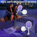Electric Fly Swatter Racket, Upgraded 4000V Detachable Electric Bug Zapper with Dual Modes, Mosquito Zapper Racket with Type-C Rechargeable Base, Fly Killer for Indoor Outdoor, 1 Pack