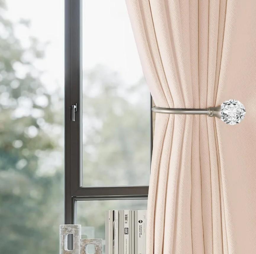 4 Pack Heavy Duty U Shaped Metal Curtain Holdbacks Curtain Tiebacks with Clear Crystal Ball Pull Backs Curtain Holders for Drapes (Silver)
