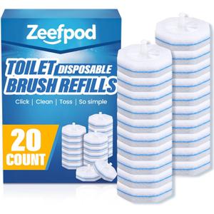 Toilet Cleaner Refill Pads, Disposable Toilet Bowl Cleaner Refill for Toilet Cleaner Wand, Single-Use Hygienic Scrubber Heads, 20 Count