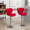 Roundhill Furniture Ellston Velvet Adjustable Swivel Barstools in Red, Set of 2