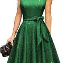 DRESSTELLS Women's Cocktail Dresses, Formal Wedding Guest Modest Church Vintage Tea Party Midi Evening Dress, L