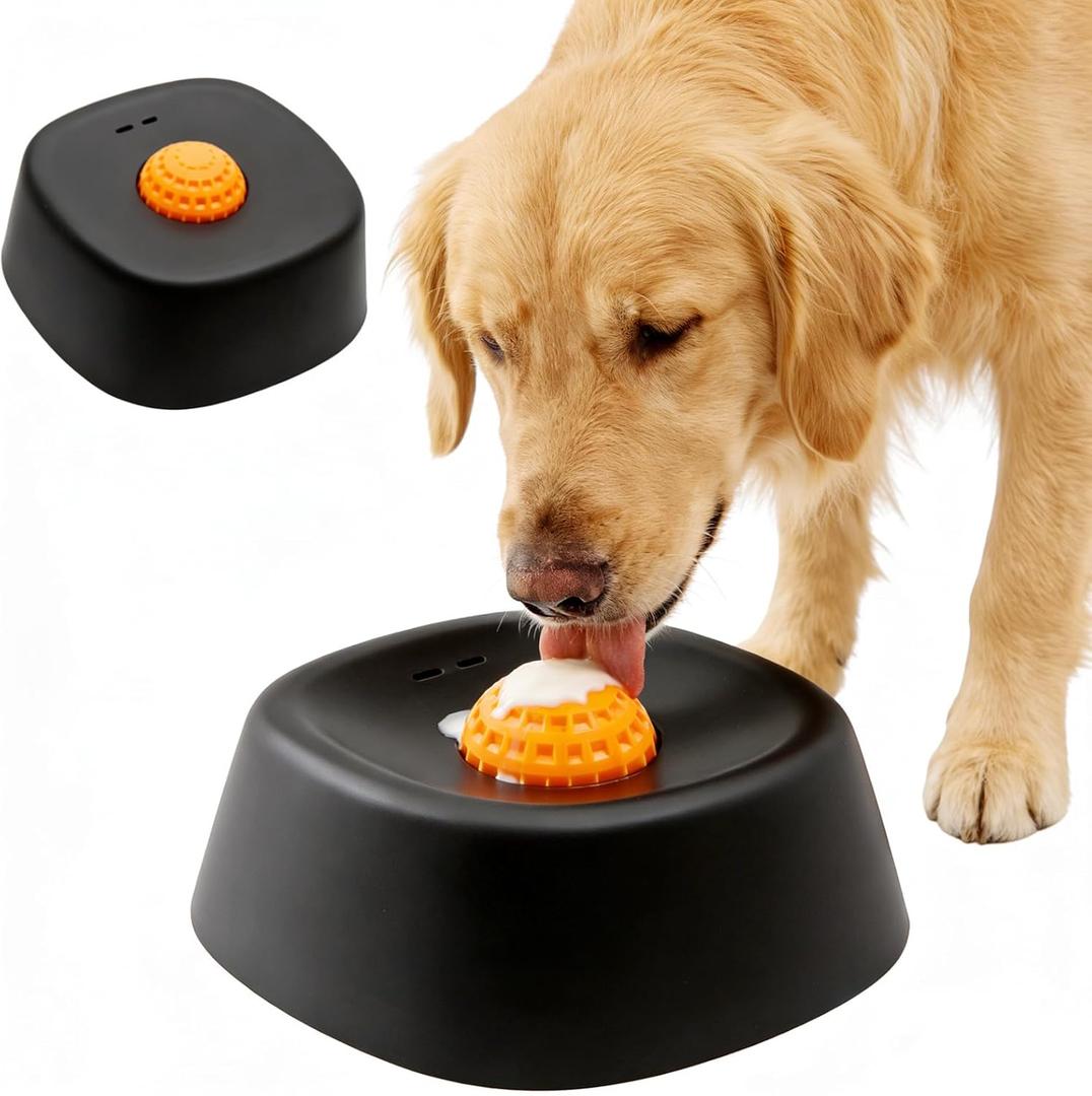 Slow Feeder Dog Bowl for Liquid Treat: Rolling Ball-in Dog Lick Bowl, Anti-Slip Slow Feeding Bowl, Easy Clean Puppy Lick Toy for Bone Broth Yogurt & Post-op Nutrition (Black)