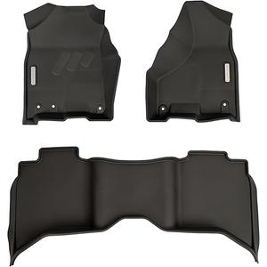 BaseLayer Floor Mats for RAM 1500/2500/3500 Crew Cab (2009-2018) & Ram 1500 Classic (2019-2024) - Made in USA - Premium All-Weather Mats – Front & Rear (Gray) with Vehicle OCD Center Console Organizer