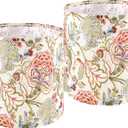 GO&SO Set of 2 Small Tall Lamp Shades, 10" Top X 10" Bottom X 10" High Drum Lamp Shade Printing Flowers Plants -Lampshades for Floor Lamps,Table Lamp, Modern Lamp Shade Replacement, Assembly Required