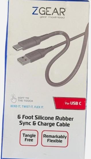 ZGear USB-C Cable - 6 Foot Silicone Rubber - Tangle Free - Sync & Charge