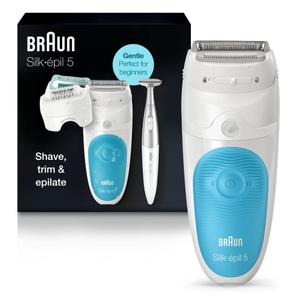 Braun Epilator Silk-épil 5 5-810, Hair Removal Device, Epilator for Women, Shaver & Bikini Trimmer, Cordless, Rechargeable, Wet & Dry, Holiday Gifts for Women
