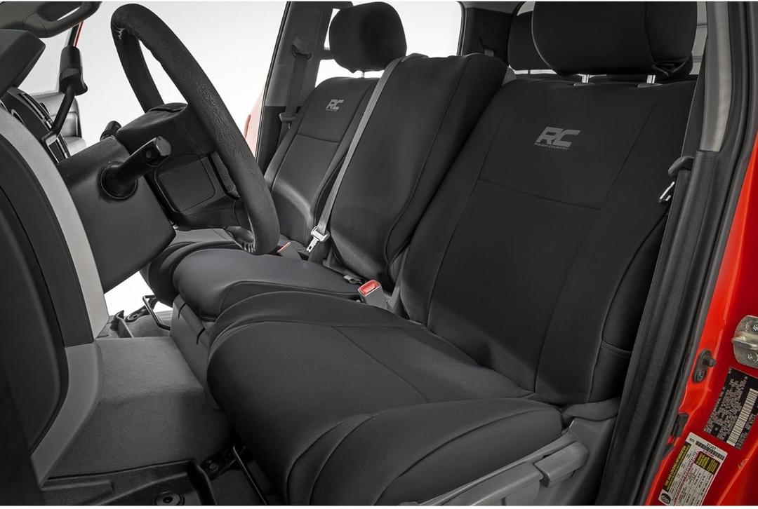 Rough Country Neoprene Seat Covers for Toyota Tundra (2007-2013) Crew Cab with Bucket Seats - Waterproof & UV Resistant, Foam Padded, Front & Rear Seat Cover Set