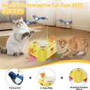Automatic Cheese-Shaped Interactive Cat Toy Flying Bird, 6-Hole Mole & Rotating Feather | USB Rechargeable Electronic Feather Toy for Indoor Adult Cats & Kittens, Relieves Boredom