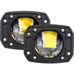 Square Yellow/White Flush Mount LED Pod 2Pcs 3Inch 30W Backup Reverse Lights Driving Fog Lights Front Bumper Lights Behind Grille Lights fit for Trucks SUV ATV UTV