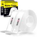 WINNOW Bulk Heavy Duty Nano Double Sided Tape (2 Rolls, 1.2"x120") - Industrial-Strength Adhesive for Student/Office/Classroom/Dormitory Facility Supplies Reusable & Removable Mounting Solution