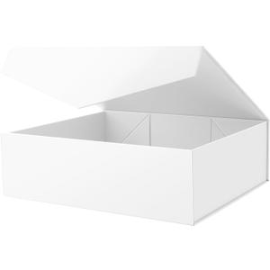 Extra Large Gift Box with Lid 16.3x14.2x5 Inches, White Magnetic Gift Box for Clothes and Large Gifts (Matte White)