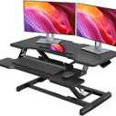 Standing Desk Converter 32 inch, Height Adjustable Sit Stand Desk Riser, Quick Sit to Stand Tabletop Dual Monitor Riser Workstation for Home Office with Keyboard Tray, Black