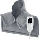 Heating Pad for Neck and Shoulder, Gifts for Women Men Mom Dad, Electric Heat Pads for Back/Knee/Leg, Large Weighted Heating Pad, Machine Washable, Fast-Heating, Auto-Off, 19.7"x22.4" (Gray)