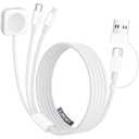 Travel Charger for Apple Watch, 3 in 2 Multi Charging Cable/Cord with Lightning/USB C/iWatch Charger, Travel Chargers for Multiple Devices, Compatible with iWatch Series/iPhone 17-8/iPad/AirPods 4FT (White)