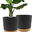 QCQHDU 12 inch Plant Pot, 2 Pack Planters for Indoor Plants with Drainage Holes & Saucer, Outdoor Flower Pots Home Garden Modern Decor