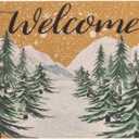 Christmas-Welcome Door-Mats Winter-Pine-Trees Coir-DoormatsNon-Slip Front Door Mat Seasonal Winter-Christmas Holiday Doormat for Indoor Outdoor Entrance Decor 17 X 29 Inch (Cedar)