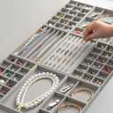 SPAKOWN Jewelry Drawer Organizer Inserts Set of 9, Velvet Jewelry Trays for Drawers, Storage for Earring, Ring, Necklace, Watch, Bracelet (Grey)