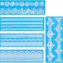 Beasea Silicone Lace Molds, 5pcs Lace Fondant Molds Silicone for Making Cake Decoration Mats Various Pattern Moulds for Party Wedding Cake Decoration Craft DIY - Blue