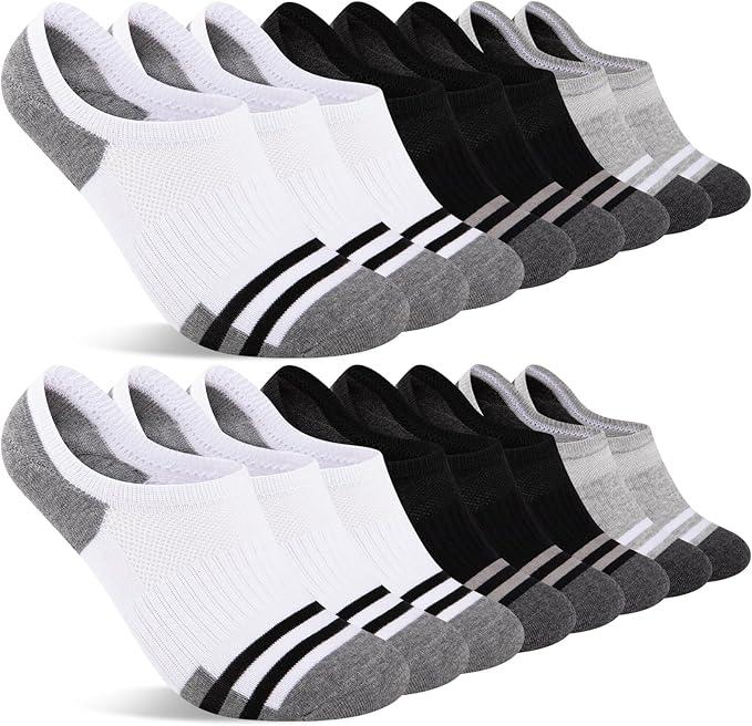 Grey Men's No Show Socks 8 Pairs, Size 10-13