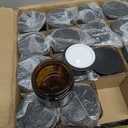 2oz Jars with Lids, HOA Kinh 40 Pack Amber Glass Jars with Lids Empty Cosmetic Containers Round Airtight Glass Jar with Black Lid for Storing Lotions Powders Ointments