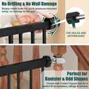keny 29.7"-46" Baby Gate for Stairs, Auto Close Dog Gates for Doorways, Pressured Mounted No Drilling Pet Gate Extra Wide, One-Hand Opening Dual Lock Stair Gate, Indoor Kids Necessities, Black