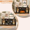 OneBlis 2-in-1 Multifunctional Fireplace TV Stand with 30" Removable Electric Fireplace, 70" Farmhouse Entertainment Center, Media Console Table with Large Storage Cabinets, for Living Room, Black