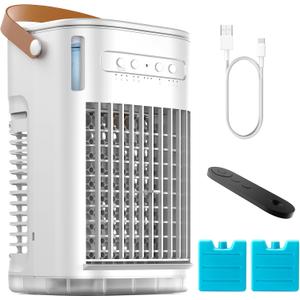 Portable Air Conditioners AC w/Remote, Mini Air Conditioner, 1.2L Water Tank & Ice Box & 2 Sprays, USB Charging, 7H Auto-off, Evaporative Air Cooler With 3Speeds, Desktop Personal Fan For HomeOutdoors