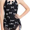 ODASDO Girls Swimsuit One Piece Bathing Suit with Cover Up Skirt for 8-12Y