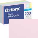 Oxford Blank Index Cards, Blank Note Cards, Flashcards for School, 4 Assorted Pastel Colors: Pink, Blue, Green and Yellow, 3 Inch x 5 Inch, 200 Cards Per Pack (1017491)