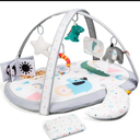 Lupantte 7-in-1 Baby Activity Gym, Baby Learning Toys Gym Mat with 6 Toys 2 Replaceable Washable Mat Covers,Baby Learn Mat, for Newborn