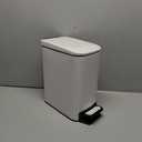 Cesun Small Bathroom Trash Can with Lid Soft Close, Step Pedal, 6 Liter / 1.6 Gallon Stainless Steel Slim Garbage Can for Bedroom, Diaper Waste Basket with Removable Inner Bucket (White)