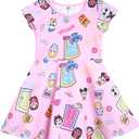 Disney French Terry Essential Dress Infant to Big Kid Sizes (18 Months - 14-16) (5, Disney Doorables, Pink)