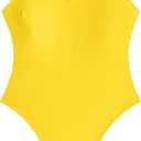 Foxiny Sexy Backless Cheeky High Cut Leg Thong V Neck One Piece Swimsuit (Yellow, M)