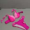 2 Piece Bikini Sets, Halter Backless Color Block, B Cups and Above (Medium, Hot Pink)