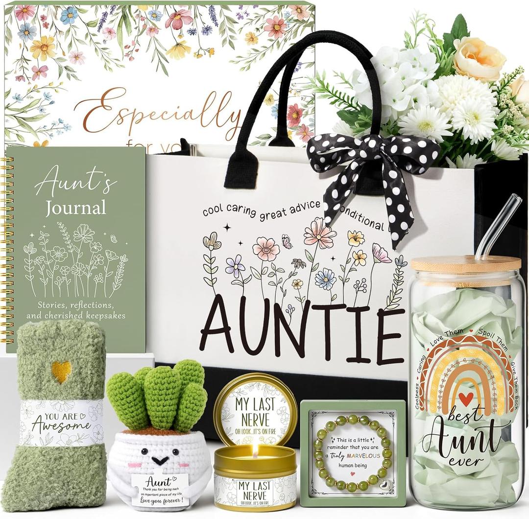 MAYICIVO Christmas Mom Gifts from Daughter Son, Best Mom Birthday Gifts Ideas for Moms Women Mother-in-Law Mothers Day Gift Baskets for Mother, New Mama Gift for Wife from Husband w/Canvas Tote Bag, Aunt