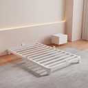 White Low Twin Bed Frame, 4 Inch Low Profile Twin Bed Frame No Box Spring Needed with Mattress Stoppers, DIY Headboard, Heavy Duty Beds Support 3000 LBS, Rounded Legs, Easy Assembly, Noiseless