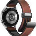 Magnetic Leather Band Compatible with Samsung Galaxy Watch 7/6/5/4/Active 2 40mm 44mm/Watch 6 Classic 43mm 47mm/Watch 5 Pro 45mm/Watch 4 Classic 42mm 46mm, 20mm Strap for Men (A1 Dark Brown (for 20mm))