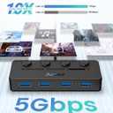 Aceele USB Hub 3.0 with Individual LED Power Switches & Type C Power Port, Multiport USB Splitter 3.0 with 4FT Long Cable, Slim & Portable USB Port Extender for Laptops, PC, MacBook, Mac Pro and More