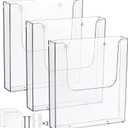 Suwimut 3 Pack Acrylic Brochure Holder, 8.5 x 11 Inch Brochure Holder Wall Mount, Clear Literature Organizer Pamphlet Flyer Display Plastic Magazine Holders for Wall