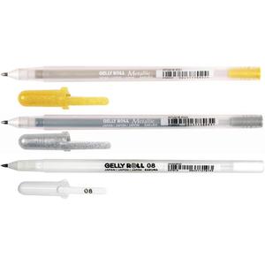 Sakura Gelly Roll Gel Pens  The Favourites  Gold, Silver, White - Wallet of 3